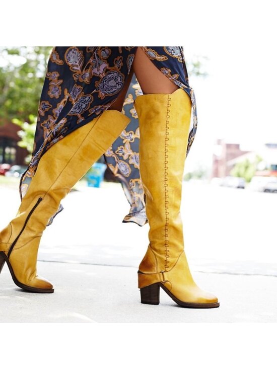 Free People Shoes - Free People Auburn Over The Knee Boot Boho Tall EU 37 US 6 Mustard